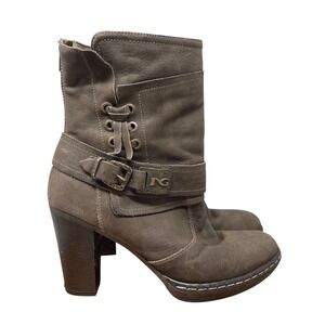 Nero‎ Giardini Boots Womens 37 Brown Distressed Buckle Platform Made in Italy